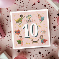 Girls Modern Comic Pink Superhero Kids Birthday