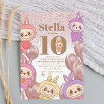Girls Modern Pink Labubu Kids Birthday Invitation<br><div class="desc">These beautiful kids invitation for girl 10th birthday with imitation of pink glitter and elegant modern script.  Birthday Invitation Template is Kids birthdays are special,  and this invite can help it make a memorable birthday party.</div>