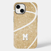 girl's monogrammed gold basketball Case-Mate iPhon