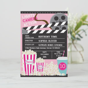 Girls Movie Night Birthday Party Invitation