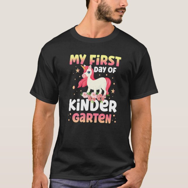 Girls My First Day Of Kindergarten Unicorn 1st Day T-Shirt (Front)