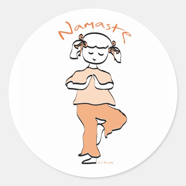 Girls Namaste Yoga Gear Classic Round Sticker (Front)