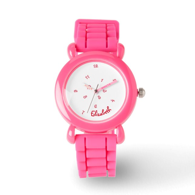 Girls Name Cool Cute Funny Jumbled Hours Pink Kids Watch (Front)