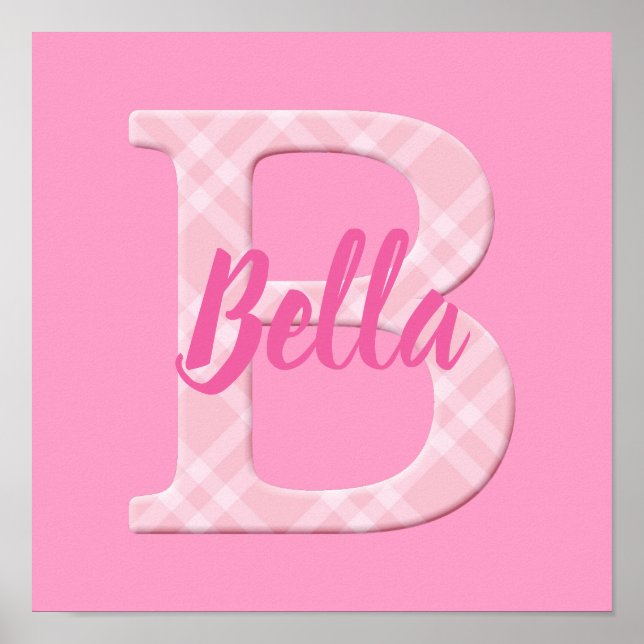 Girls Name Custom Plaid Letter B Poster (Front)