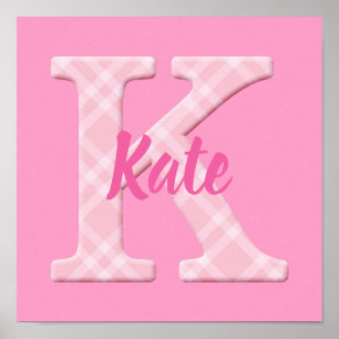 Girls Name Custom Plaid Letter K Poster