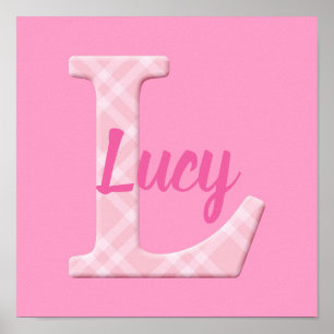 Girls Name Custom Plaid Letter L Poster