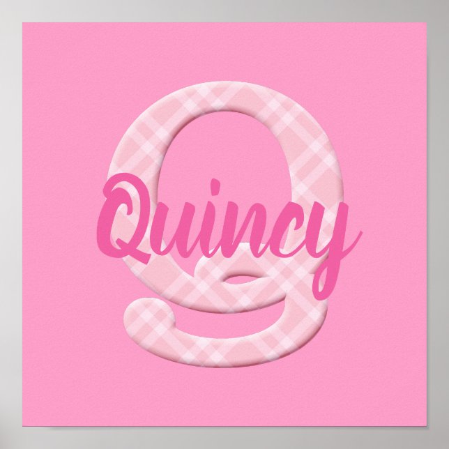 Girls Name Custom Plaid Letter Q Poster (Front)