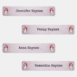 Girl's Name Fabric Clothing Labels Rainbow Unicorn