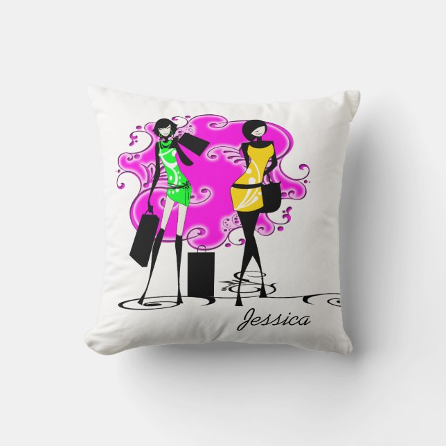 Girls name fashion models trendy cushion (Front)