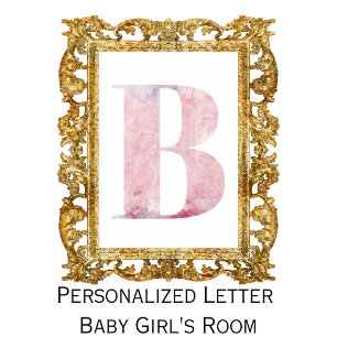 Girl's Name Letter B Pink Watercolor Poster