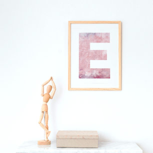 Girl's Name Letter E Pink Watercolor Poster