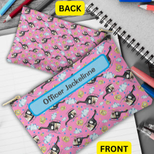 Girl's Name Police Helicopter K9 Print Cut Sew Bag