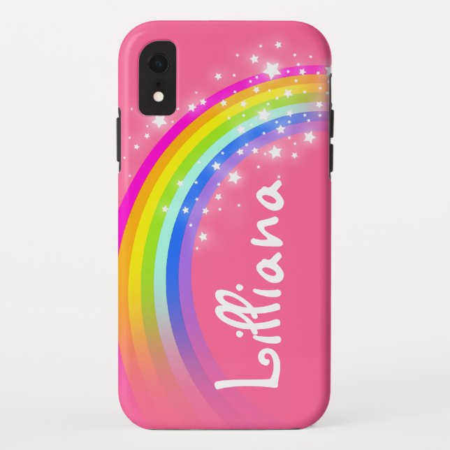 Girls name rainbow pink ipod touch case (Back)