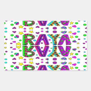 Girl's Name Raya with Stars and Hearts Whimsical Rectangular Sticker