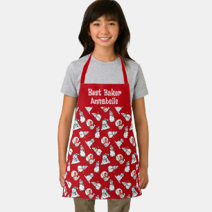 Girls Name Snowman Red And White Apron