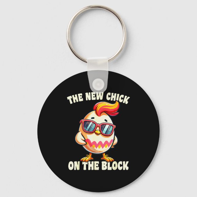 Girls New Chick On The Block Egg Hunting Easter Wo Key Ring (Front)
