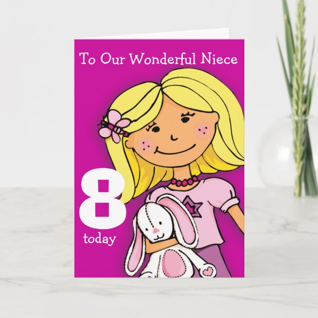 Girls Niece 8th birthday card girlie purple (Front)