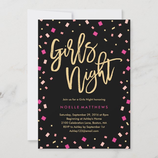 Girls Night Confetti Bachelorette Party Invitation (Front)