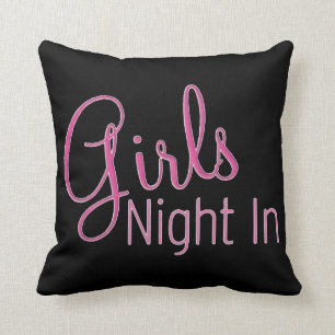 Girls Night In Black and White Pillow