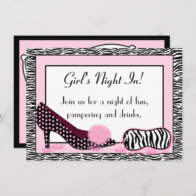 Girl's Night In PJ Party Invitation (Front/Back)