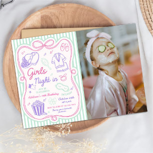 Girls Night In Slumber Party Tween Birthday Photo Invitation