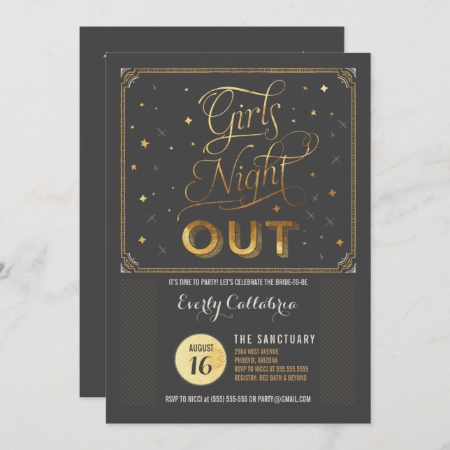 Girls Night Out Bachelor Party Invitation (Front/Back)