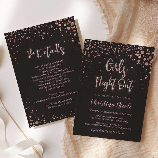 Girls Night Out | Back Details | Bachelorette Glam Invitation (Creator Uploaded)