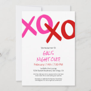 Girls Night Out Cute Pink XOXO Galentine Day Party Invitation