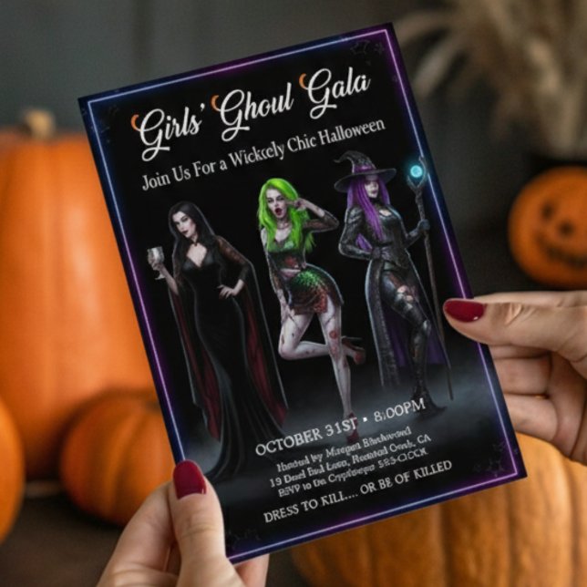Girls Night Out Dancing Monster Halloween Party  Invitation (Creator Uploaded)