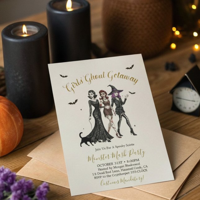Girls Night Out Ghoul Getaway Halloween Party  Inv Invitation (Creator Uploaded)