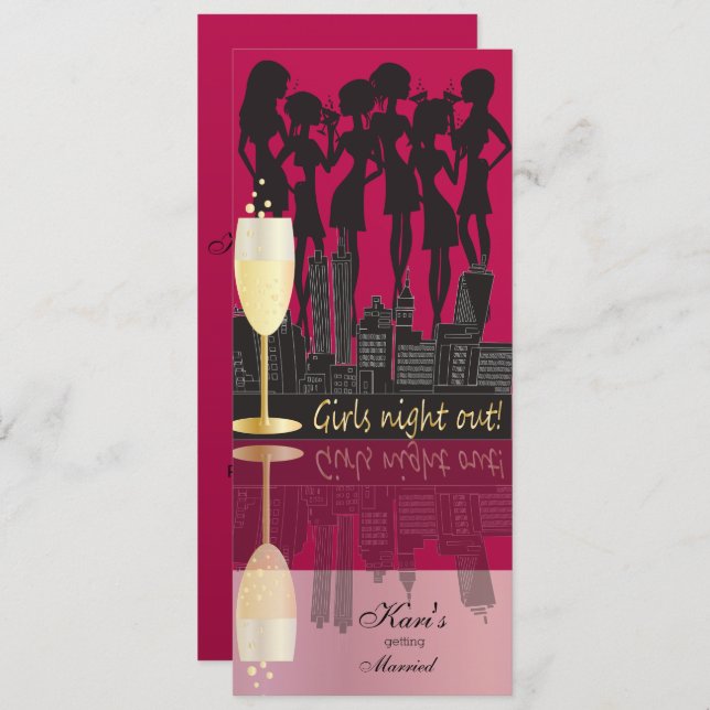 Girls Night Out Party Celebration | Dark Pink Invitation (Front/Back)