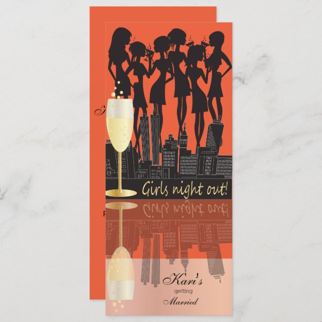Girls Night Out Party Celebration | Orange Invitation (Front/Back)
