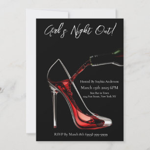 Girl's Night Out-Stiletto with Wine Invitation