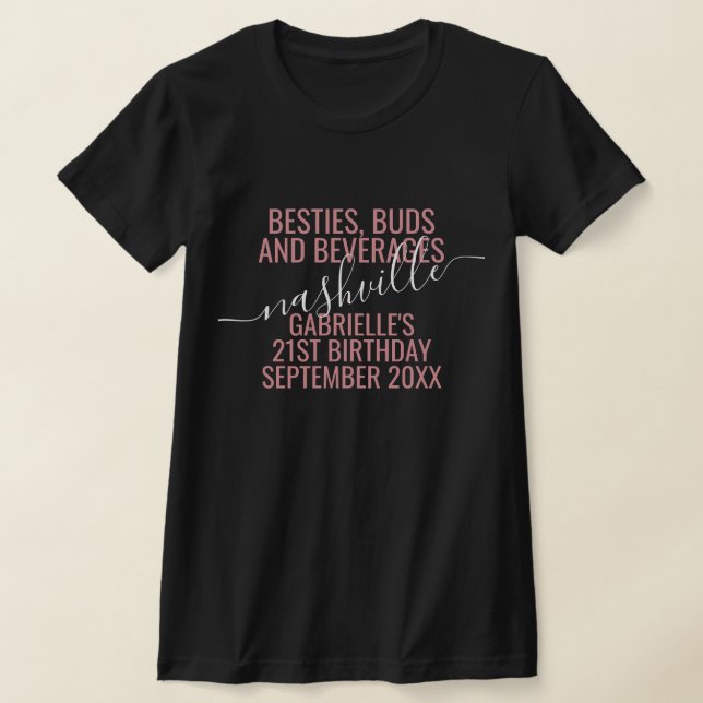 Girls Night Out Trip Custom Funny Pink Black T-Shirt (Laydown)