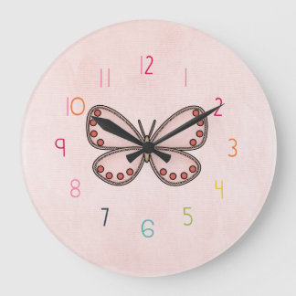 girls numbered butterfly Clock