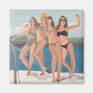 Girls on a yacht magnet
