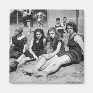 Girls on the Beach, early 1900s Magnet
