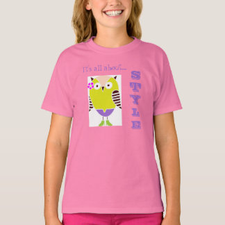 Girls Owl Baby Doll T-Shirt