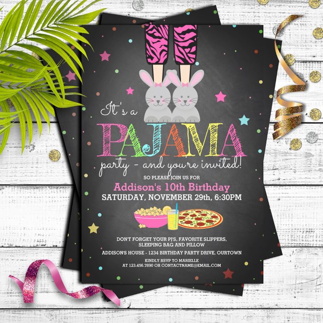 Girl's Pajama Party Birthday Invitations (Creator Uploaded)