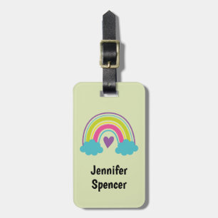 Girls Pale Green Rainbow Luggage Tag