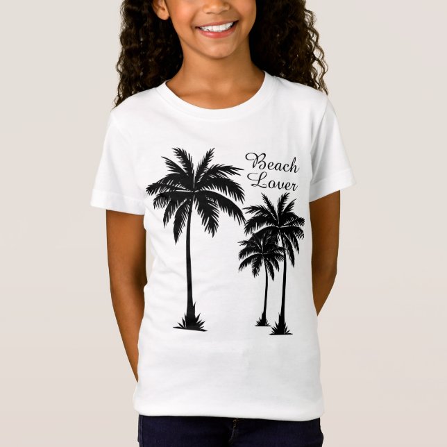 Girls Palm Tree Beach Lover Tropical T-Shirt (Front)