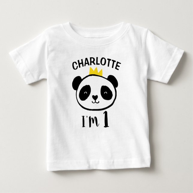 Girls Panda Bear Princess 1st Birthday T-Shirt (Front)