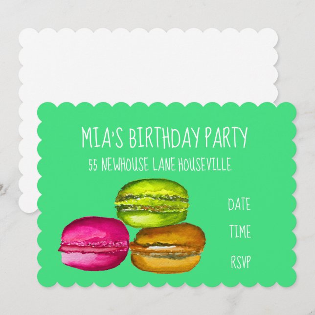 Girl's party cute macaron birthday Party Invitation (Front/Back)