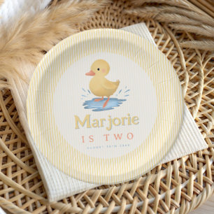 Girls Pastel Summer Duckling Birthday Paper Plate