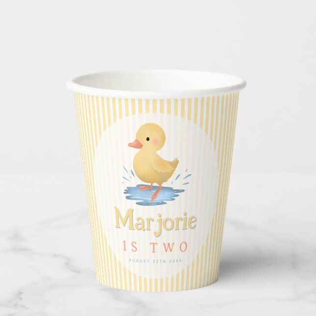 Girls Pastel Summer Farm Duck Toddler Birthday Paper Cups (Front)