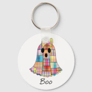 Girls Patchwork Ghost Colourful Halloween Madras P Key Ring