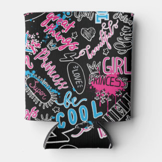 Girls pattern with calligraphic slogan, hearts, wo can cooler