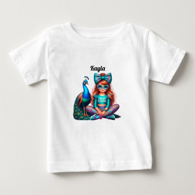 Girls peacock T- shirt (Front)