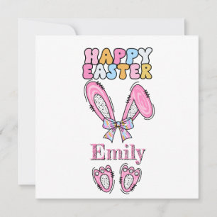 Girls Personalise Happy Easter Bunny Pink