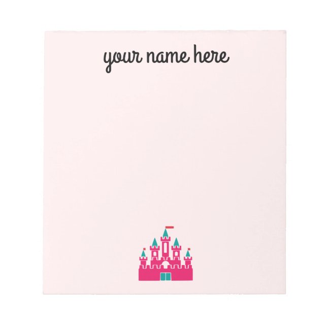 Girls Personalised Castle Stationery Notepad (Front)